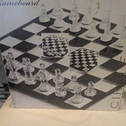 Glass chest and checkers game