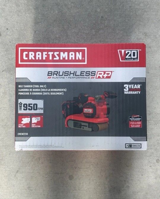 CRAFTSMAN V20 RP 20-Volt Brushless Variable Speed Belt Cordless Sander with Dust Management