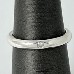 Tiffany & Co Elsa Peretti 925 Sterling Silver Diamond Stacking Band Ring Sz 5