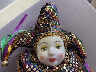 Mardi Gras Jester Sequence Doll/clown