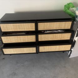 Rattan Dresser And Nightstand 