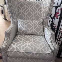 Wingback Accent Chair w/ Pillow (Nailhead Trim)