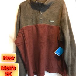 Columbia Men’s 2 tone Color block Fleece snap Button sweater 2X