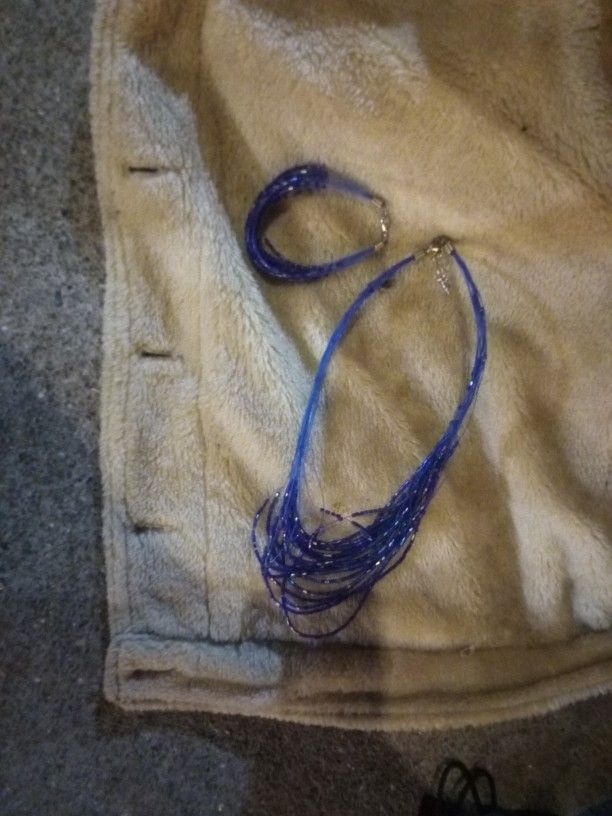 Blue Necklace With Matching Bracelet