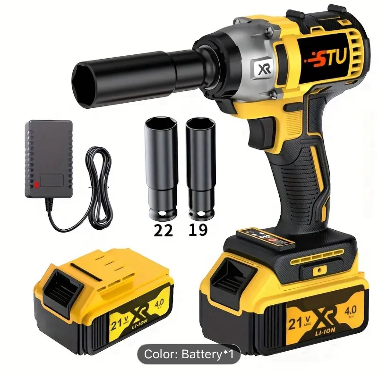 Cordless impact wrench set 21V impact , includes lithium battery, charger,