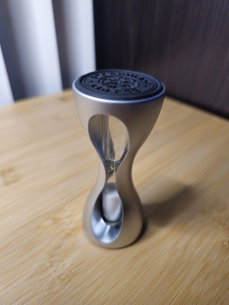 COLLECTIBLE SOUVENIR STARBUCKS HOURGLASS SAND FRENCH PRESS COFFEE TIMER & STAMP