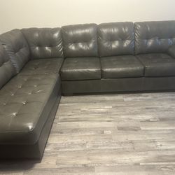 Sectional Gray Couch (Leather)