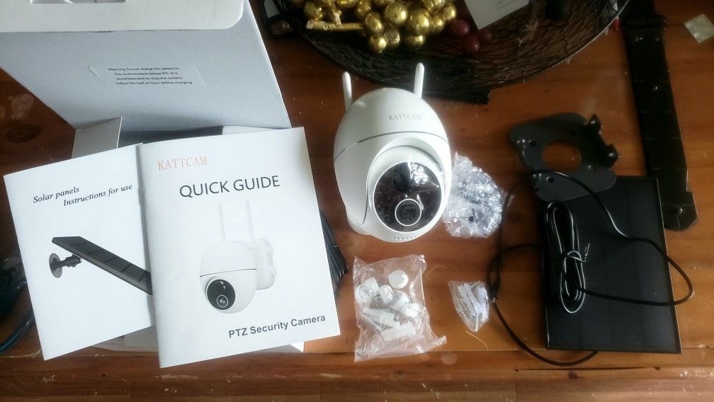 KATTCAM Outdoor Security Camera-Wireless PTZ w/ Solar Panel