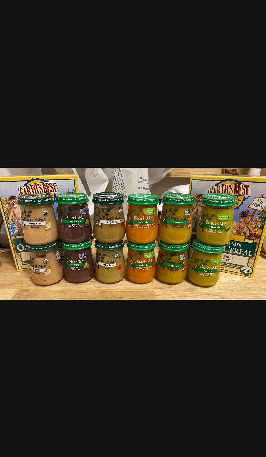 30 Brand New Baby Food Jars And Two Oatmeal Boxe