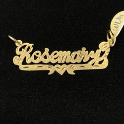 $225 Yellow Gold Rosemary Name Plate Charm 