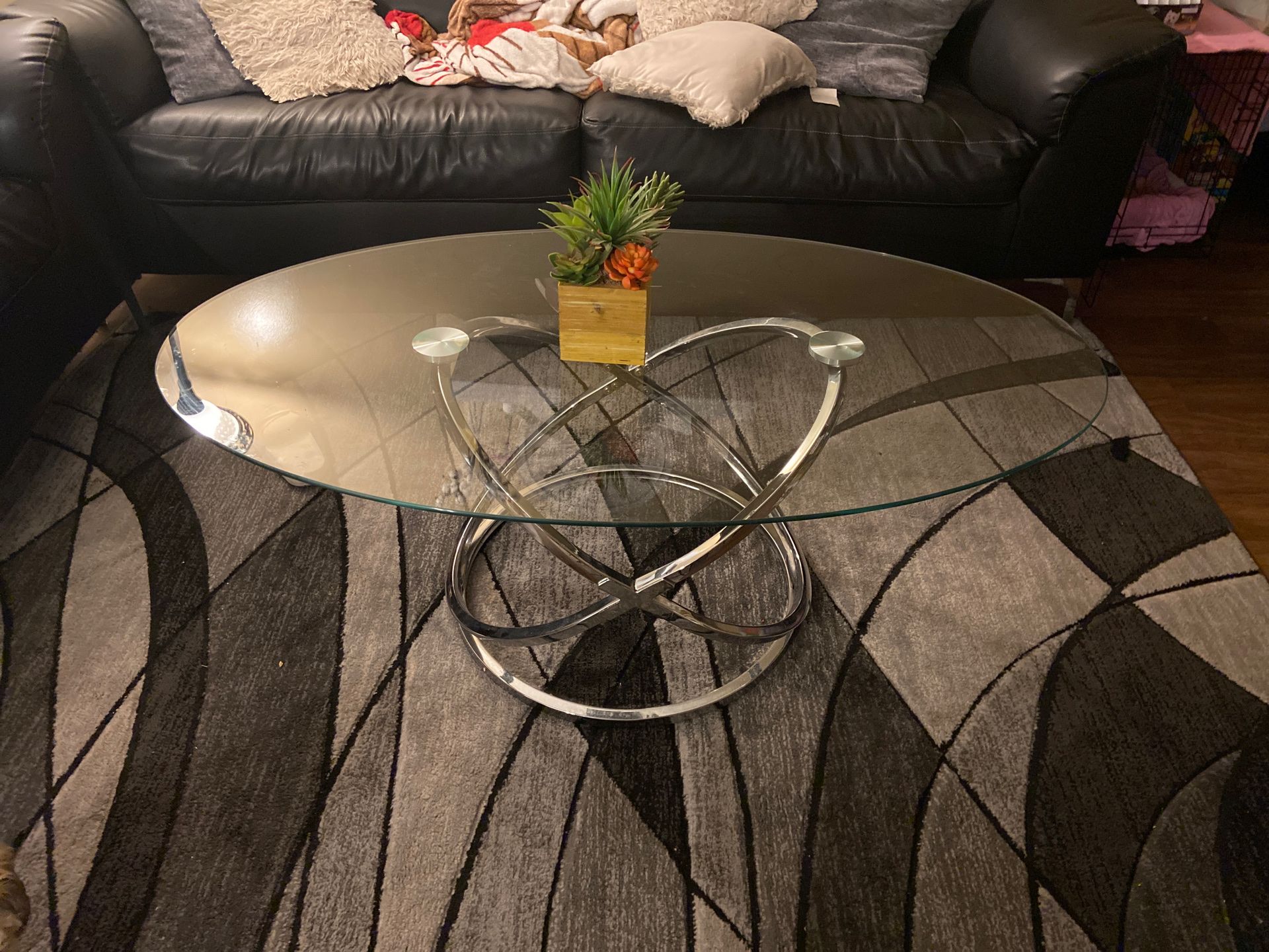 Glass table set of three