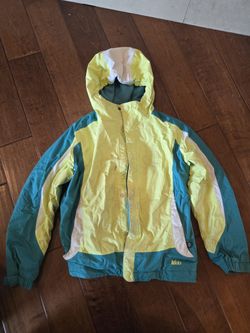 Youth Large REI Snow Board Ski Jacket Neon Yellow Green White