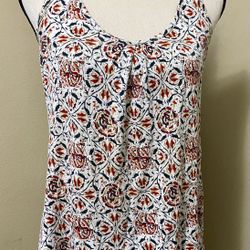 Converse One Star Women’s M Oversized Racerback Twist Tank Top White Red Print