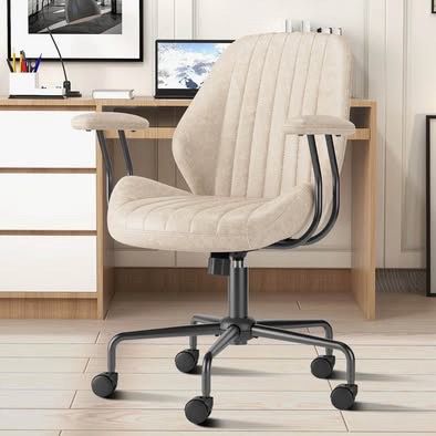 New OVIOS Office Chair Suede Fabric for Executive and Home Office Ergonomic Chair Beige