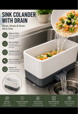 Kitchen Sink Colander with Drain | Fruit, Vegetable & Rice Washing Basket