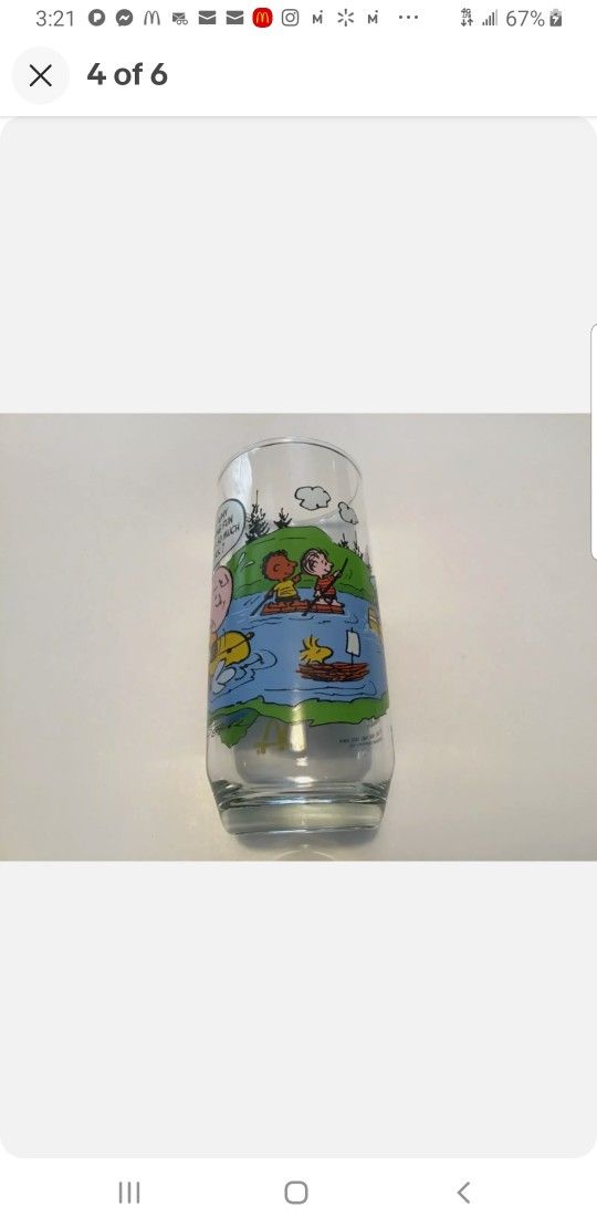 1968 Vintage McDonalds Camp Snoopy Charlie Brown Peanuts Collector Glass