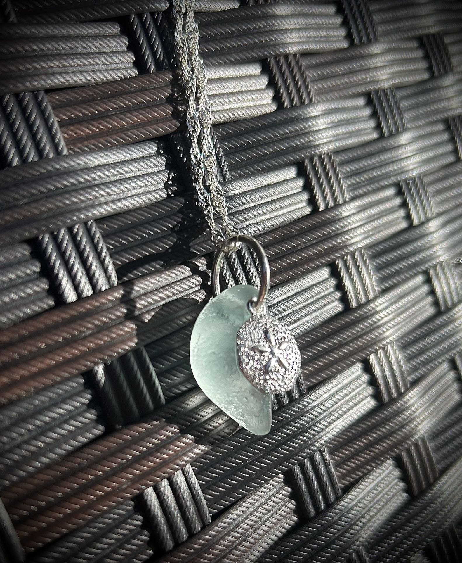 Japanese Half Heart Shaped Sea Glass Necklace 