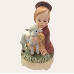 Vintage Lefton  China Shepherd Girl Music Box - O Little Town of Bethlehem
