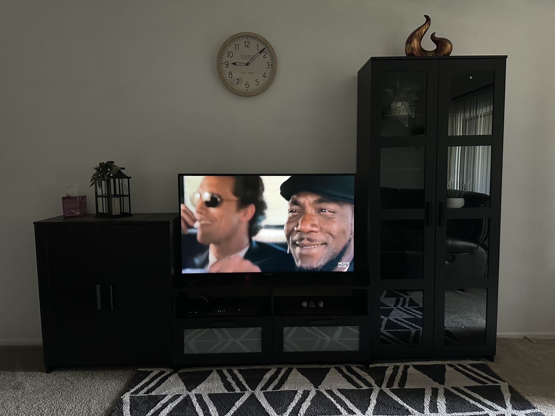 TV storage combination/glass doors, black -TV Included