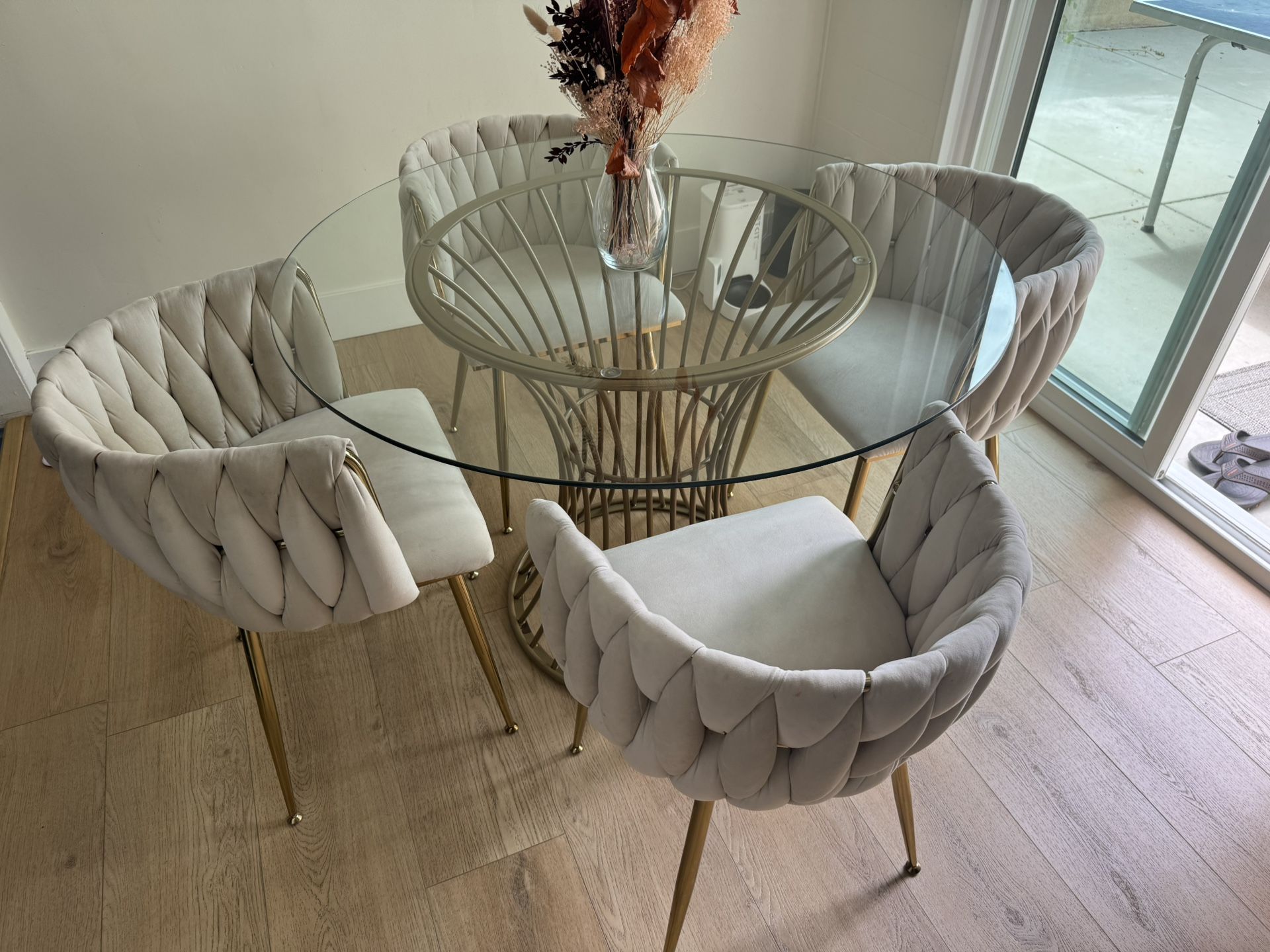Glass Top Dining Table With Chairs