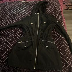 black Michael Kors drawstring waist anorak jacket