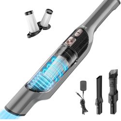 New-Zefiro Handheld Vacuum Cordless Rechargeable, Lightweight Car Vacuum, High-Speed Cyclone Suction for Pet Hair, XL Dust Cup, Crevice & Scrubbing Br