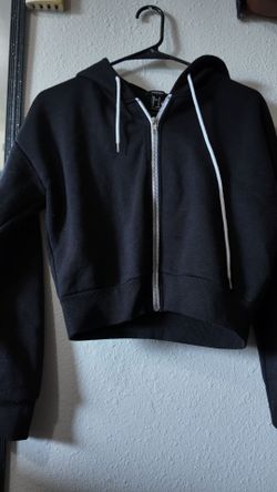 Forever 21 Black Cropped Zip-Up Hoodie