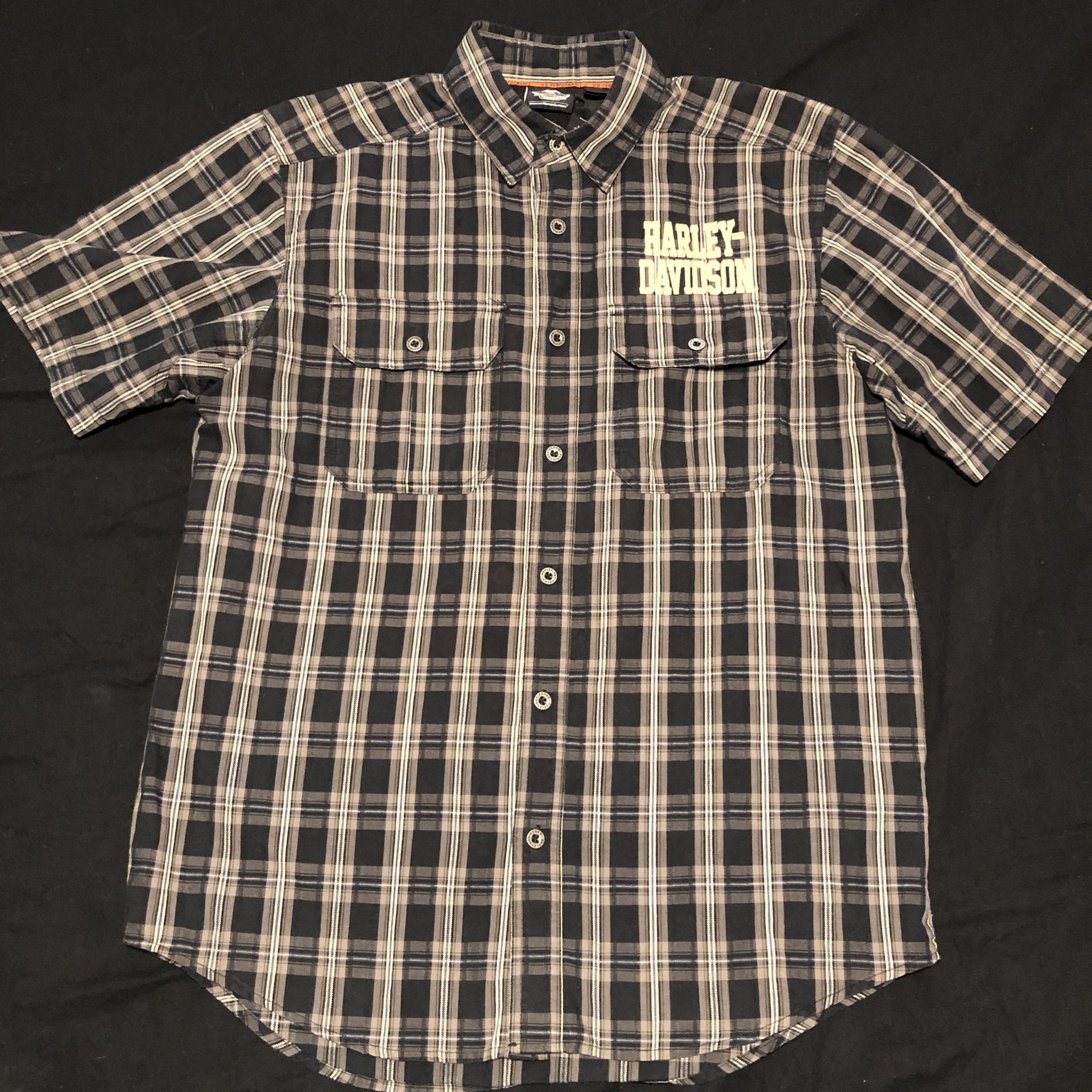 Harley Davidson Short Sleeve Button Down Size Medium