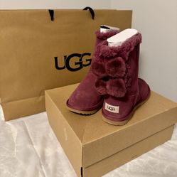 New Women’s Pink Ugg K Bailey Bow Boots Magenta Size 6