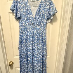 Spring Floral Blue Dress Size medium