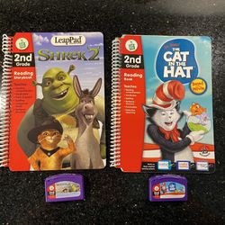 2 LeapFrog LeapPad Plus Books & Cartridges: Shrek 2 & Cat in the Hat 2nd Grade