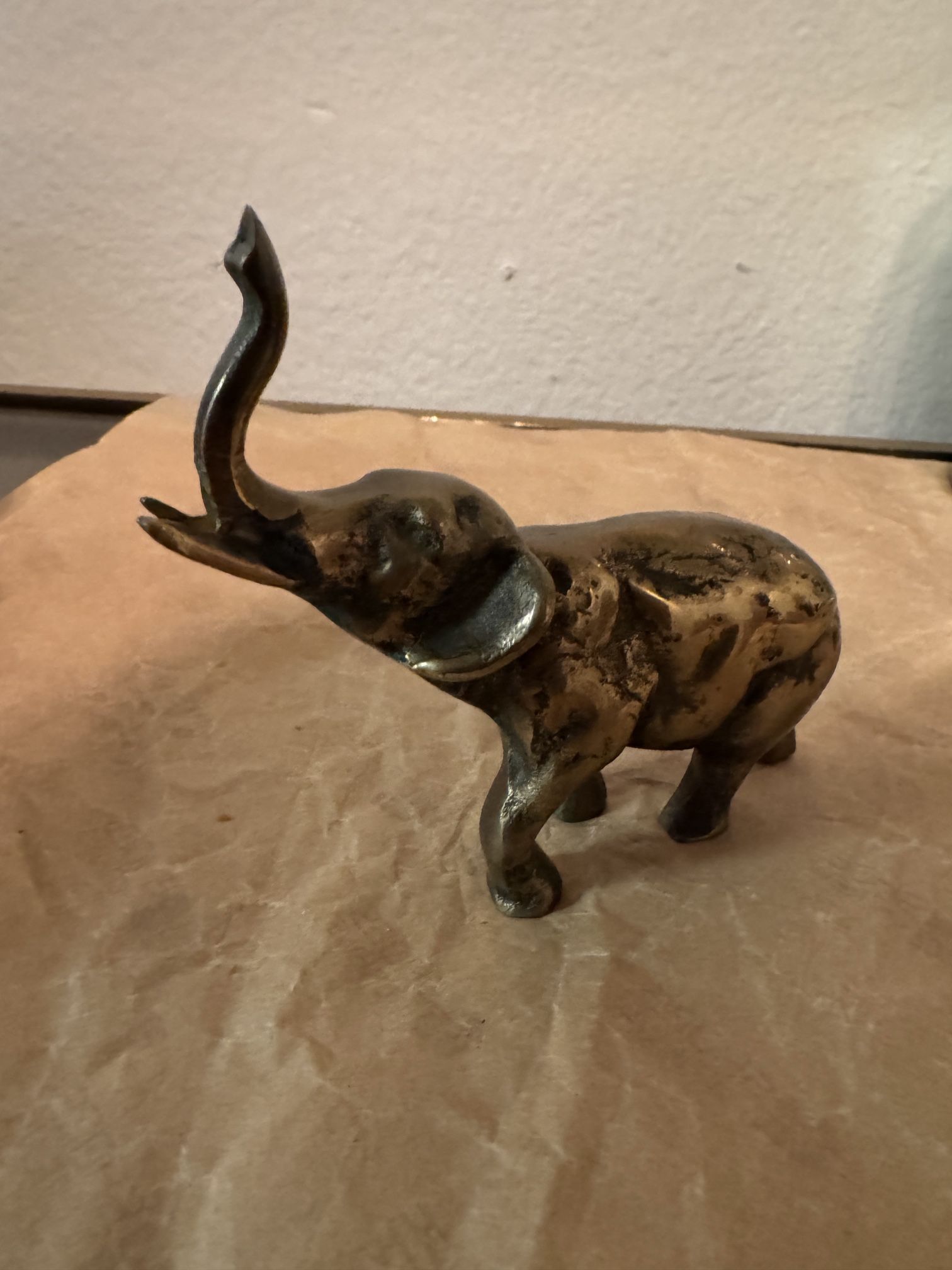 Vintage Solid BRASS Elephant Figurines Trunk Up