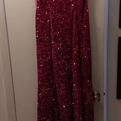 Hot Pink Mermaid Strapless Sequin Prom Dress

