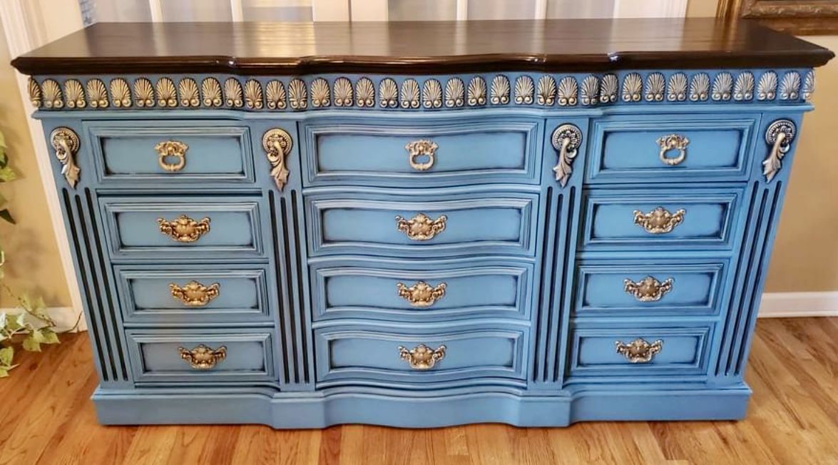 Custom-Painted Royal Peacock Buffet