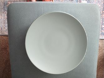 8 Crate & Barrel Dinner Plates, Aqua Green