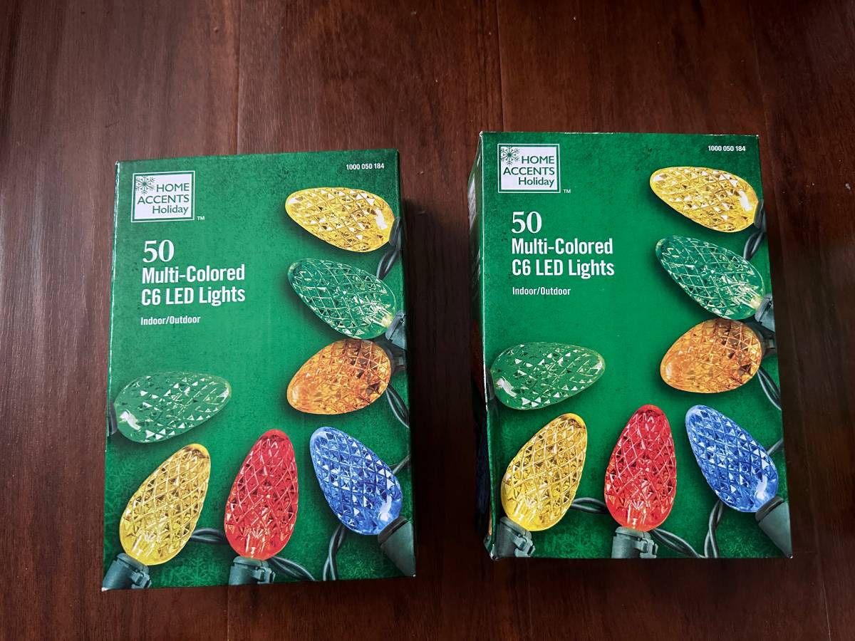 2 Boxes Of NEW Christmas 50L multi-colored C6 LED Lights