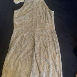 Women’s beaded Party Dress Size 12 Creamy Beige