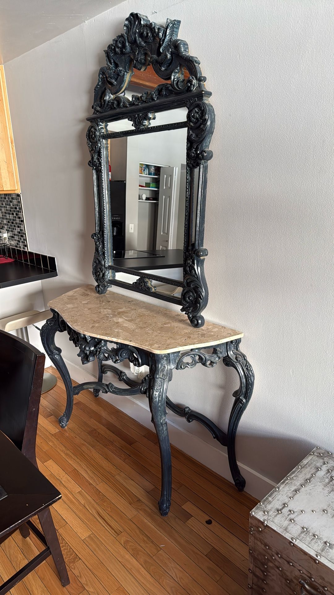 Marble Entry Table And mirror