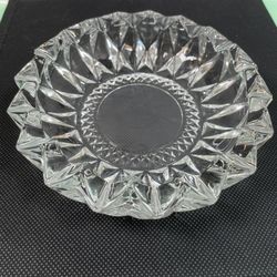 VTG Kig Indonesia Ashtray Heavy Clear Crystal Glass Cigarette Cigar Bowl Dish