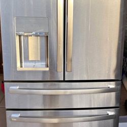 GE four-door refrigerator stainless