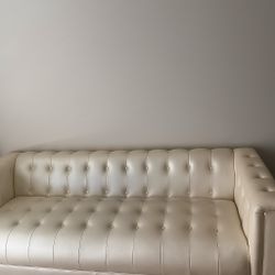 Crème Leather Couch 
