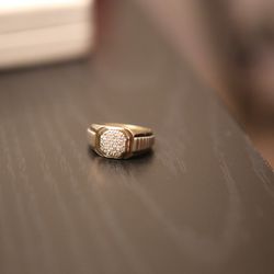 Men's 1/4 Carat Diamond Ring 925 Gold plated