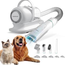 neabot P1 Pro Pet Grooming Kit & Vacuum Suction 99% Pet Hair, Professional Grooming Clippers with 5 Proven Grooming Tools for Dogs Cats and Other Anim