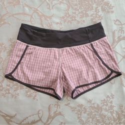 Lululemon Run Times Short 4 Way Stretch Gin Gin Gingham Mauvelous/Purple Size 8