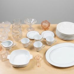 Vintage Porcelain Dinnerware & Glass Serving Set – Plates, Cups, Platters & More