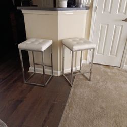 White Bar Stools - SET OF TWO