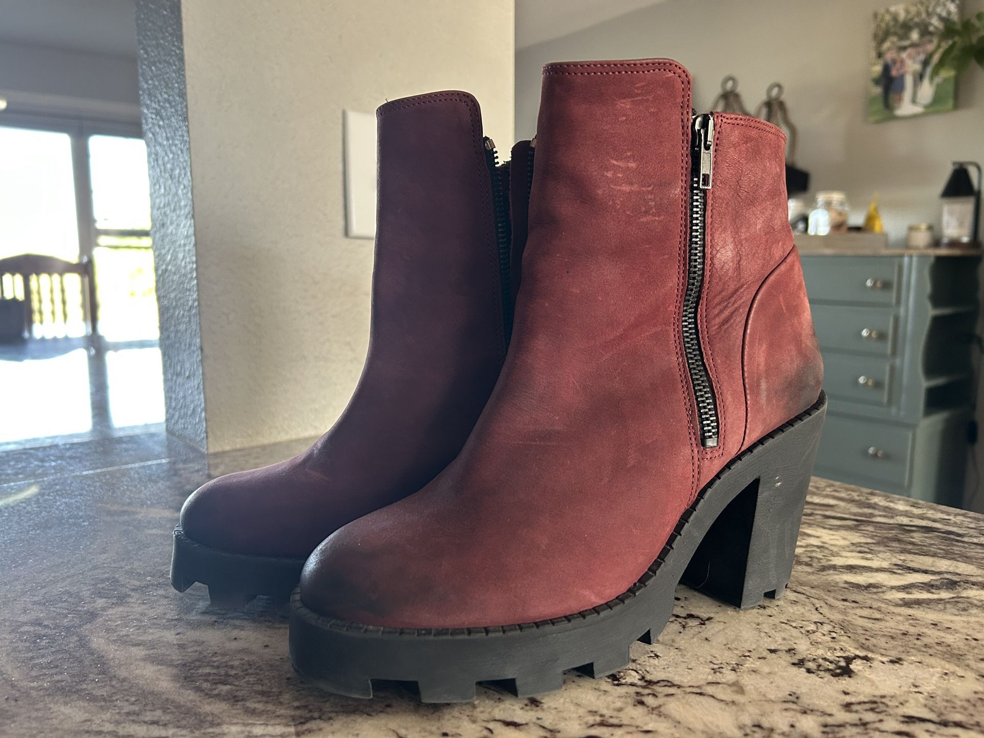 Wine Colored Leather ALDO Boots