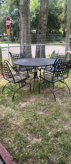 5 PIECE VINTAGE ROCKING Wrought Iron Patio Outdoor Furniture Set