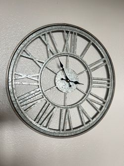 Clock, galvanized, steel, works perfectly, ex cond, see my profile for other items