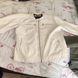 Mens Leather Jacket (Cream Color)